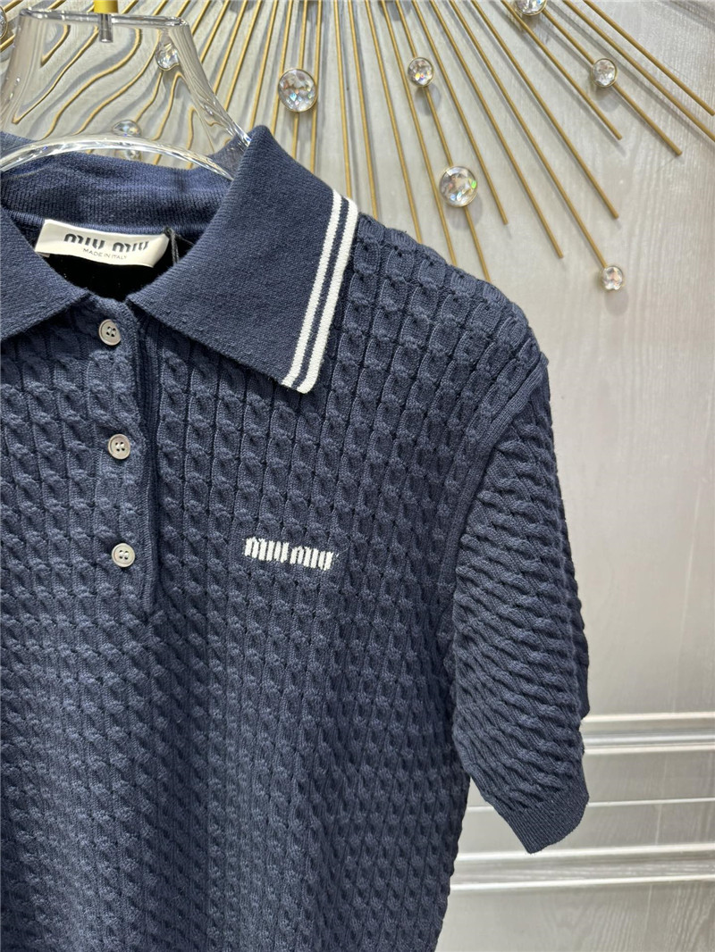 M1um1u polo short-sleeved knitted top replica clothes