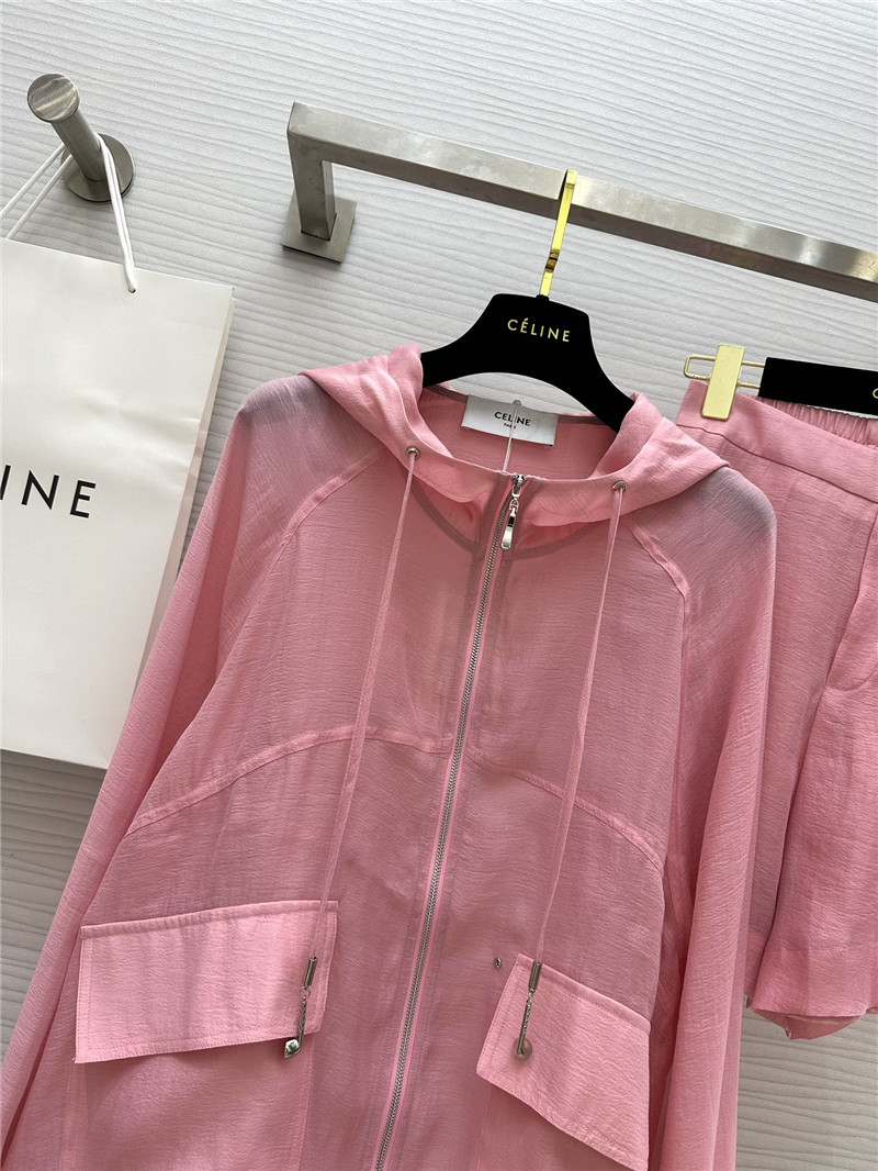 Ce1i*e tencel hooded jacket + shorts set replica clothing sites