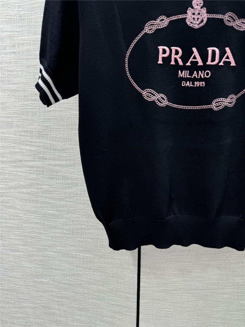 Pra*a round neck knitted short sleeve replica d&g clothing