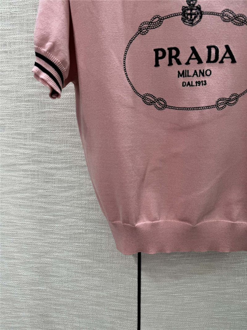Pra*a round neck knitted short sleeve replica d&g clothing