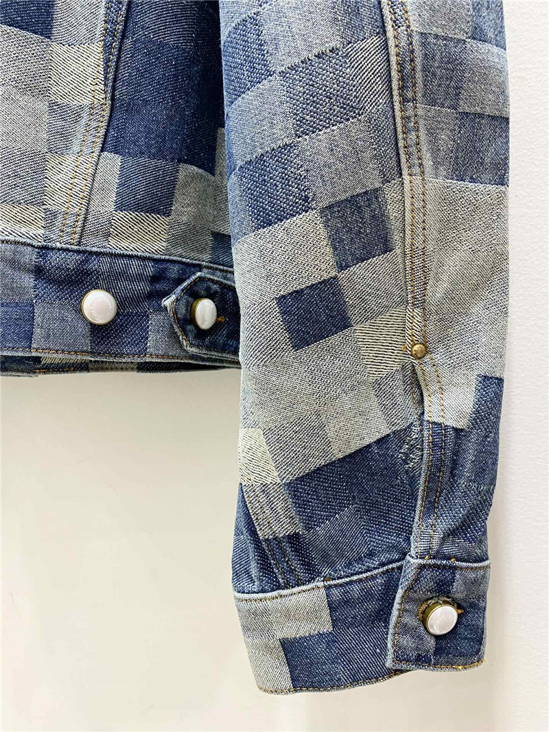 l0vis Vvtt0n lv color changing plaid denim jacket replica clothes
