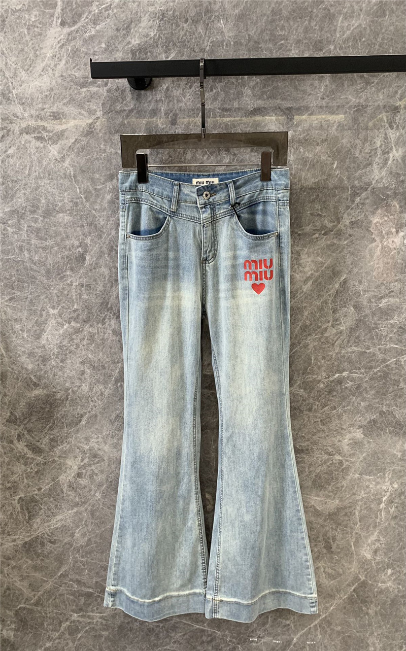 M1um1u red letter love print bootcut jeans replica clothing