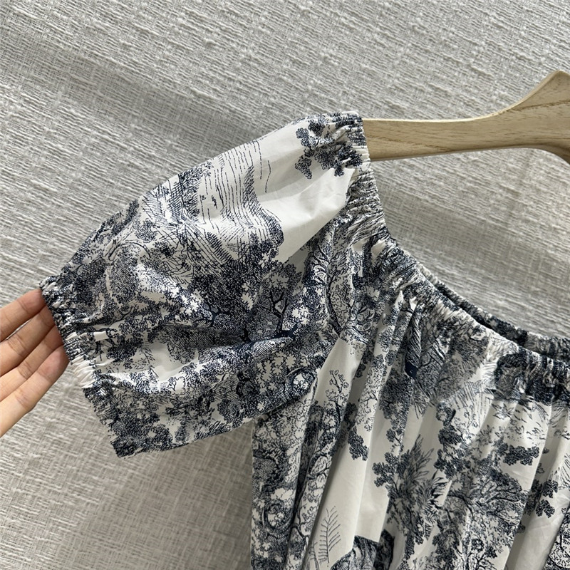 D10r one shoulder puff short sleeve dress replica clothes