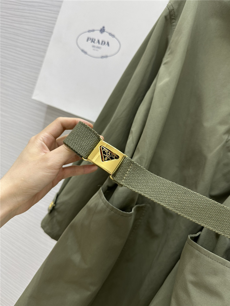 Pra*a lapel zipper dress replica designer clothes