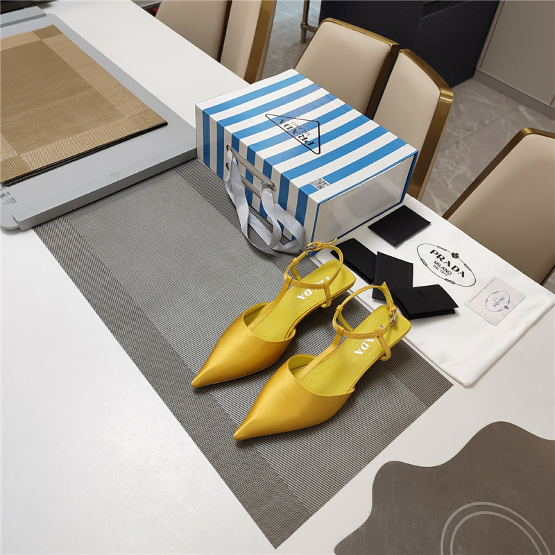 Pra*a leather slingback pumps in yellow