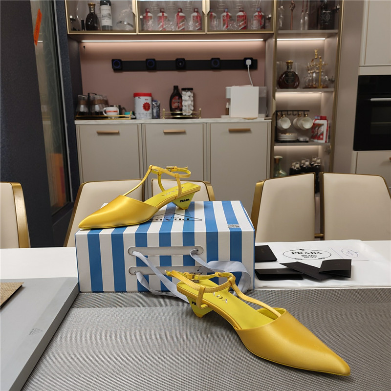 Pra*a leather slingback pumps in yellow