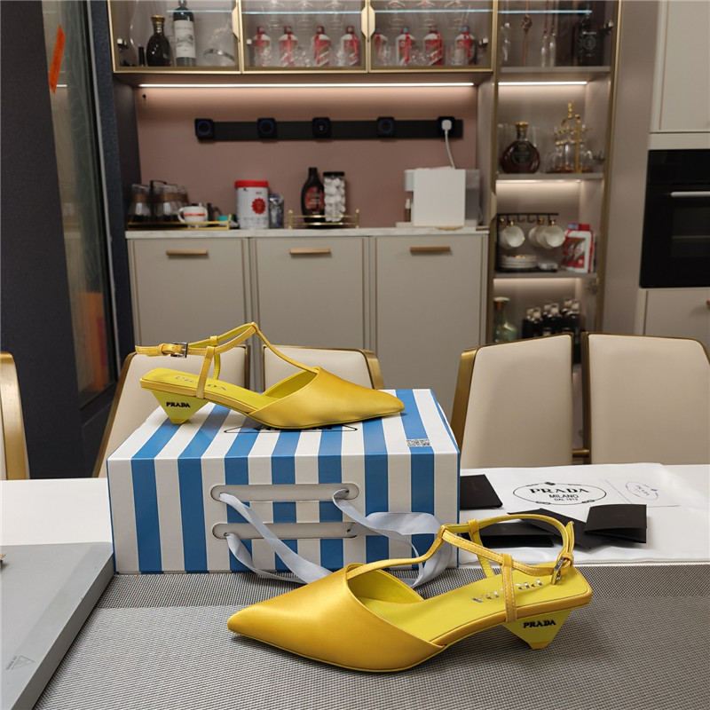 Pra*a leather slingback pumps in yellow