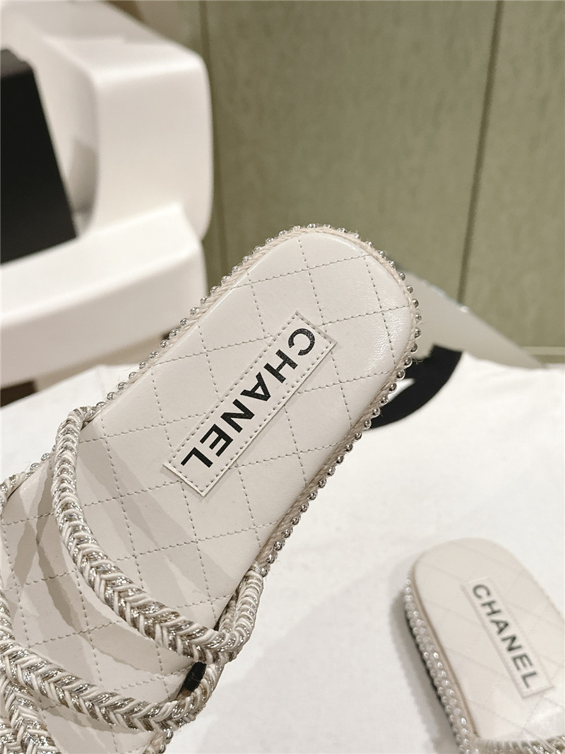 Ch**el logo espadrilles white slides
