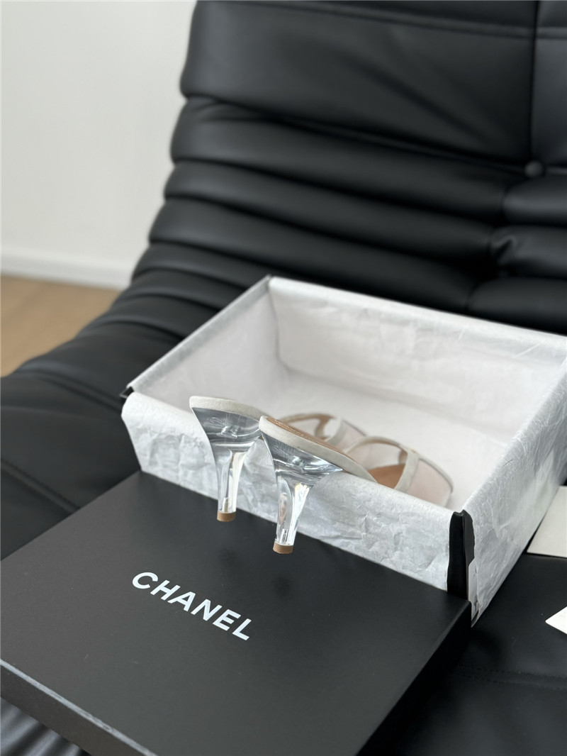 Ch**el mesh grosgrain logo mules white