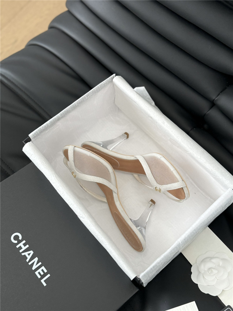Ch**el mesh grosgrain logo mules white