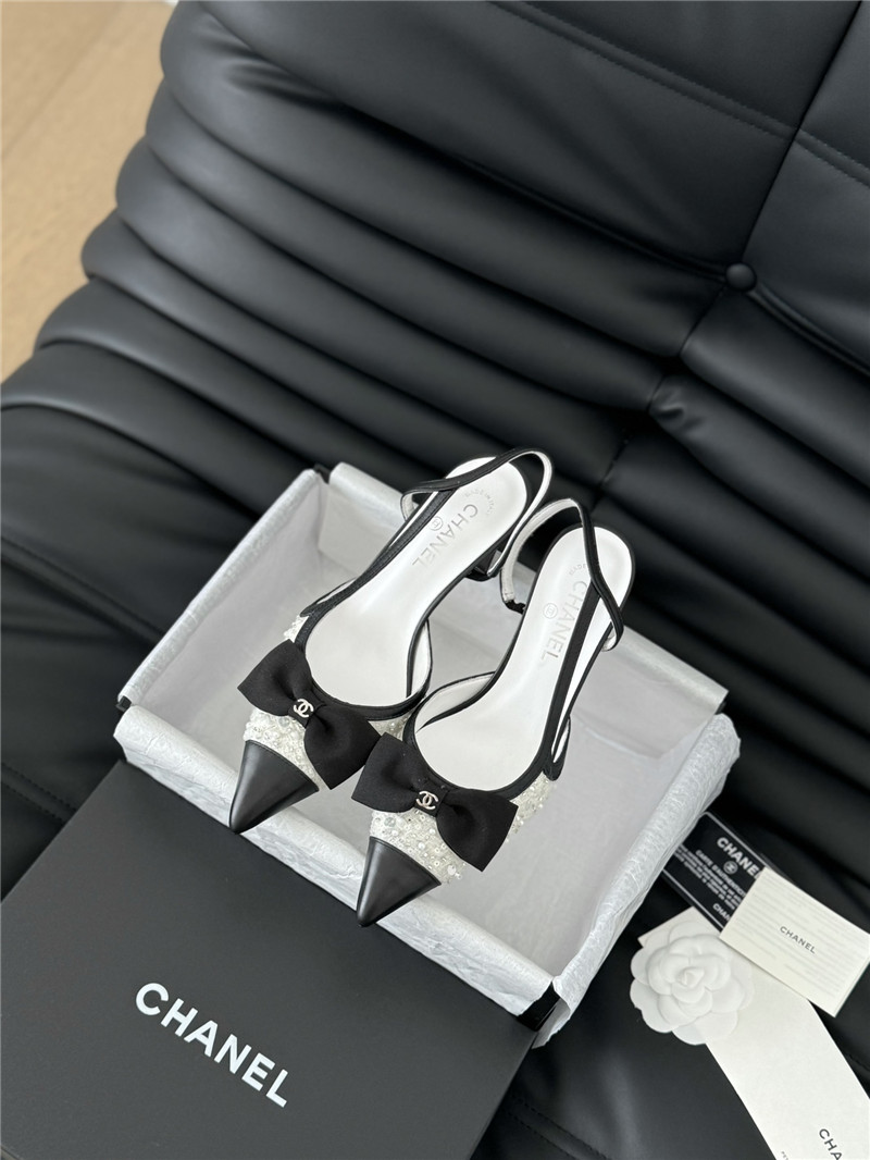 Ch**el butterfly knot slingback white