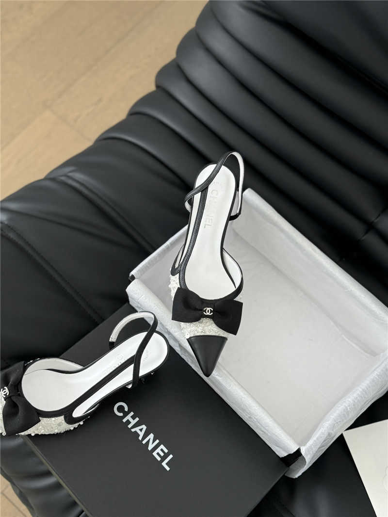 Ch**el butterfly knot slingback white