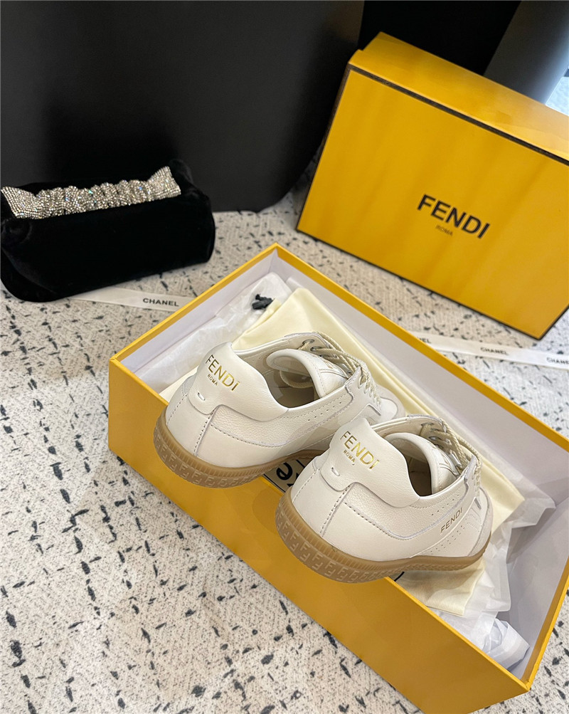 F**di lace-up logo silver sneakers