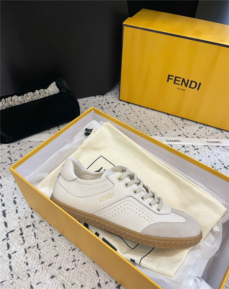F**di lace-up logo silver sneakers