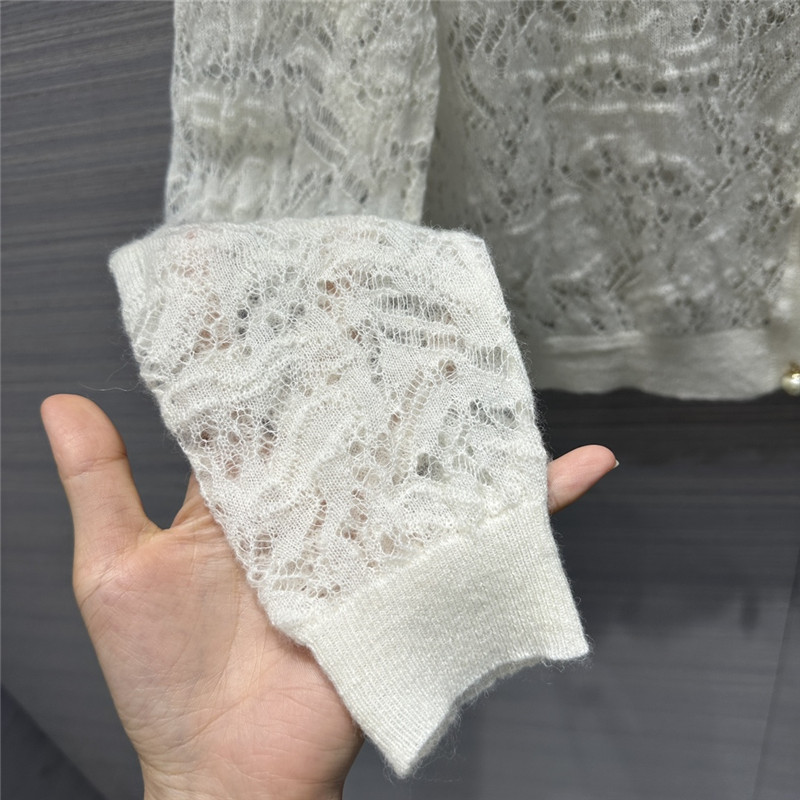 D10r lace knit cardigan in off-white