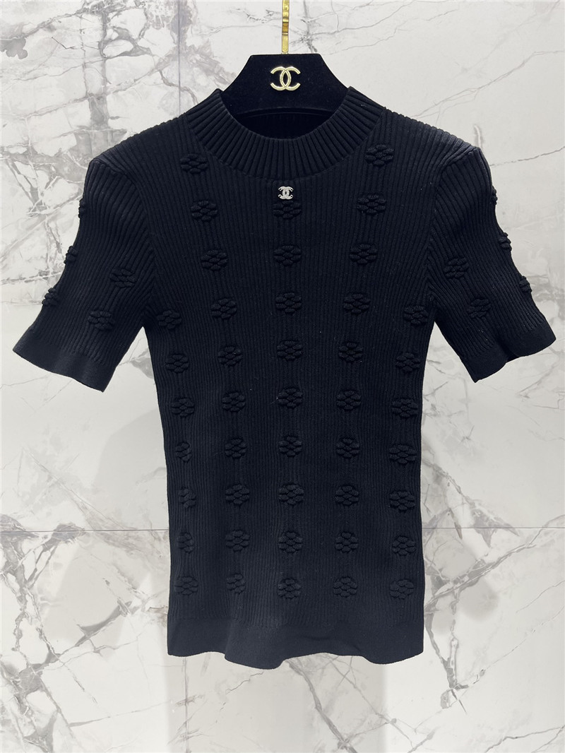 Ch**el three-dimensional crochet knit top replica d&g clothing