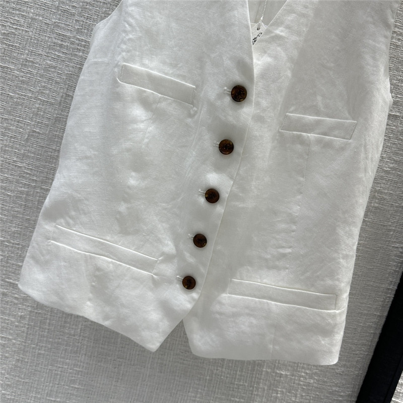 BC white cotton and linen vest suit replica designer clothes
