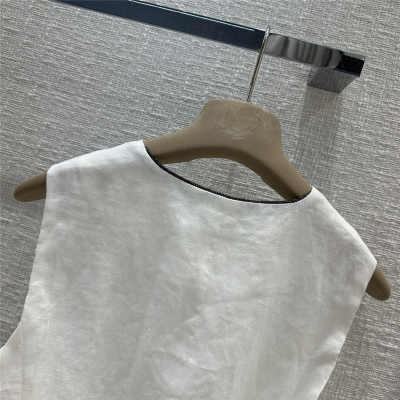 BC white cotton and linen vest suit replica designer clothes