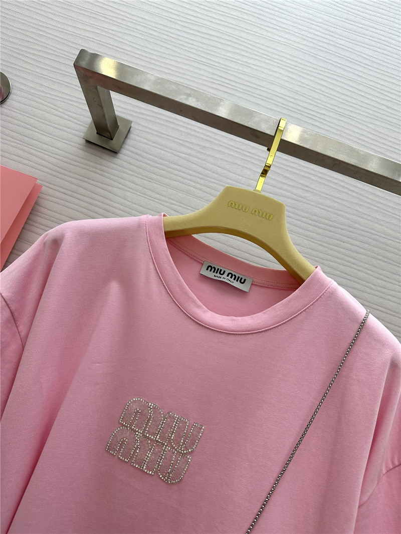 M1um1u custom beaded contrast color t-shirt replica clothing