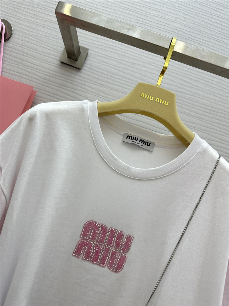 M1um1u custom beaded contrast color t-shirt replica clothing