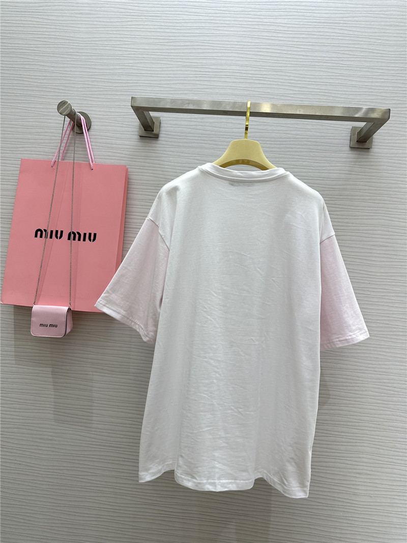 M1um1u custom beaded contrast color t-shirt replica clothing