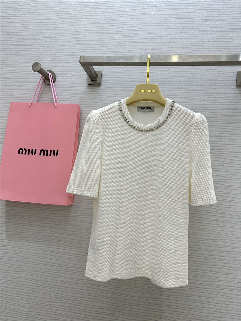 M1um1u beaded round neck top replica designer clothes