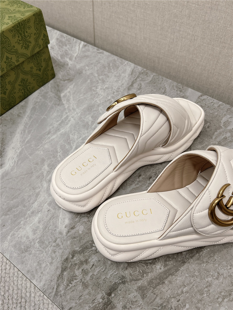 Gvc*1 marmont white slide sandals