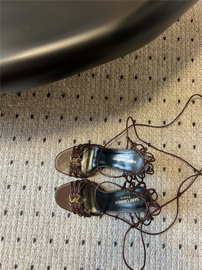 Sa1nt Lau*nt babylone 90mm leather sandals in brown