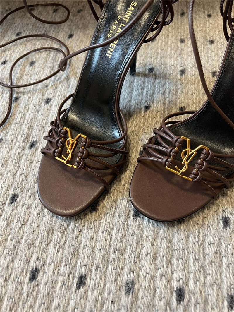 Sa1nt Lau*nt babylone 90mm leather sandals in brown