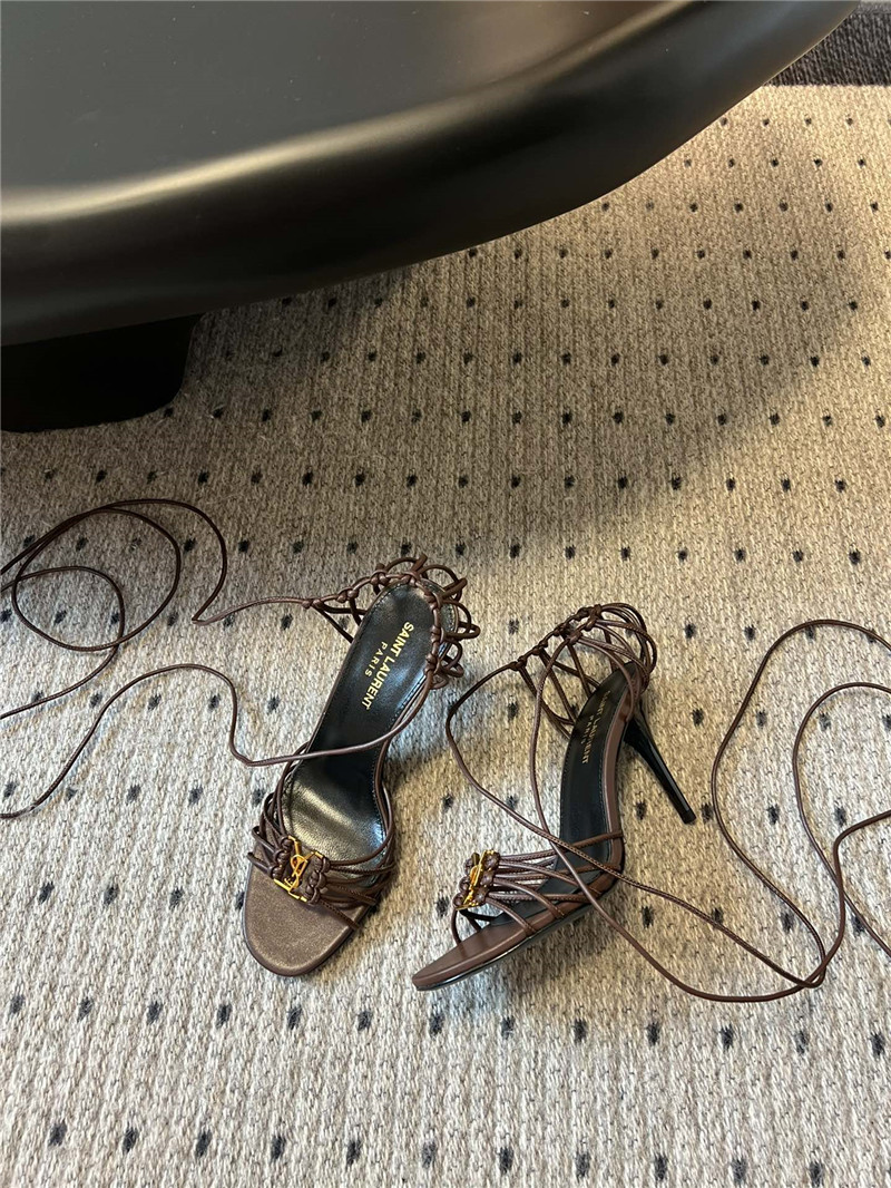 Sa1nt Lau*nt babylone 90mm leather sandals in brown