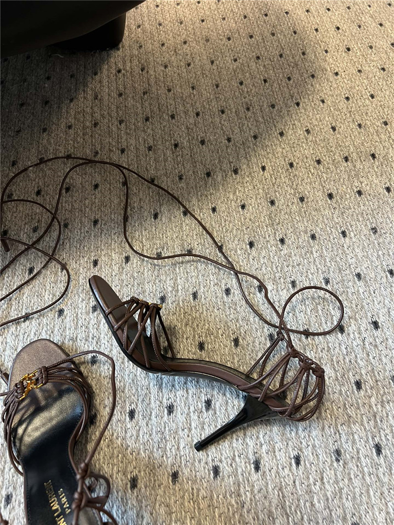 Sa1nt Lau*nt babylone 90mm leather sandals in brown