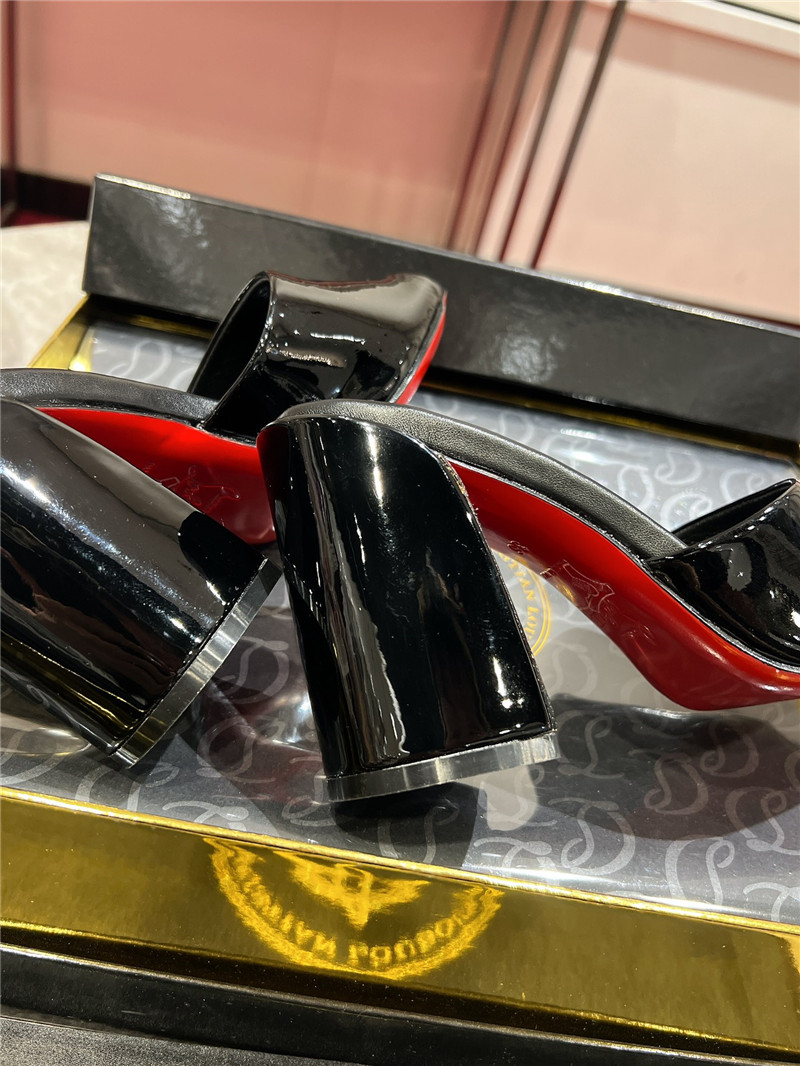 Chr1st1an louboutin square heel patent leather mules