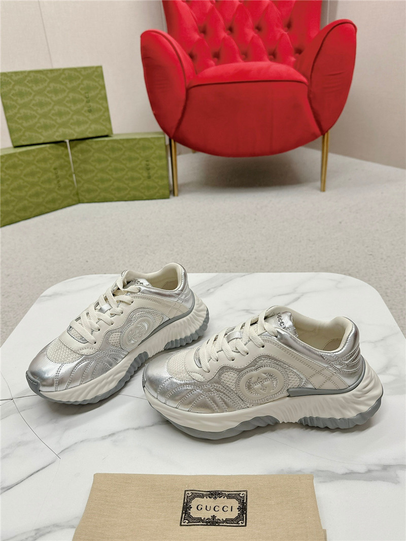 Gvc*1 silver patent leather platform sneakers