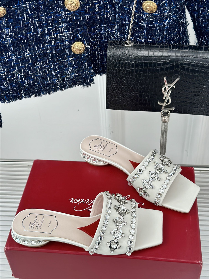 roger u1u1er leather disco 25 mules white