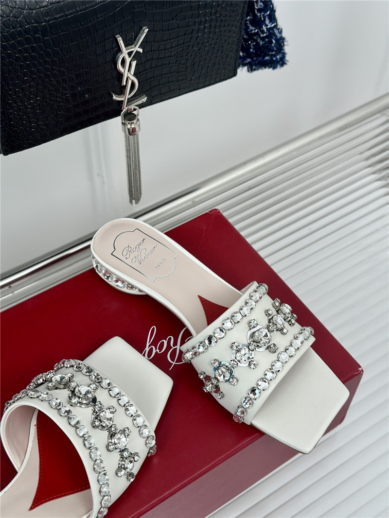 roger u1u1er leather disco 25 mules white