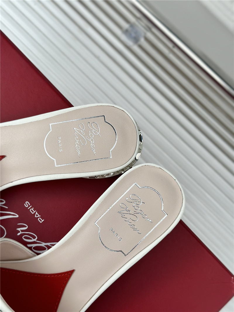 roger u1u1er leather disco 25 mules white