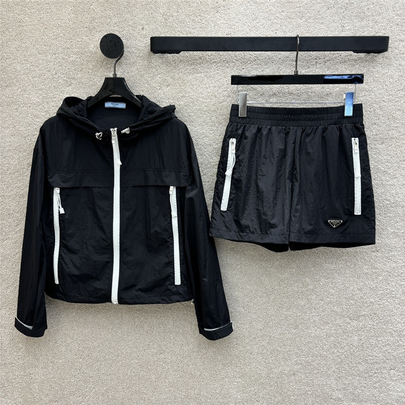 Pra*a contrast color sun protection casual suit replica clothing