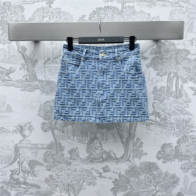 F**di jacquard denim skirt cheap replica designer clothes