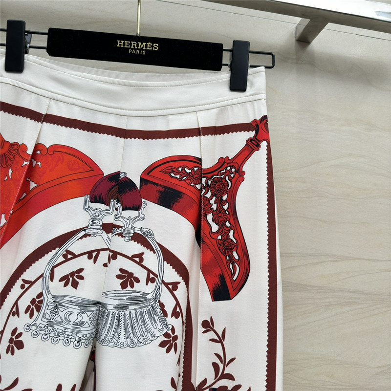 H**me5 chain saddle print silk trousers replica clothes
