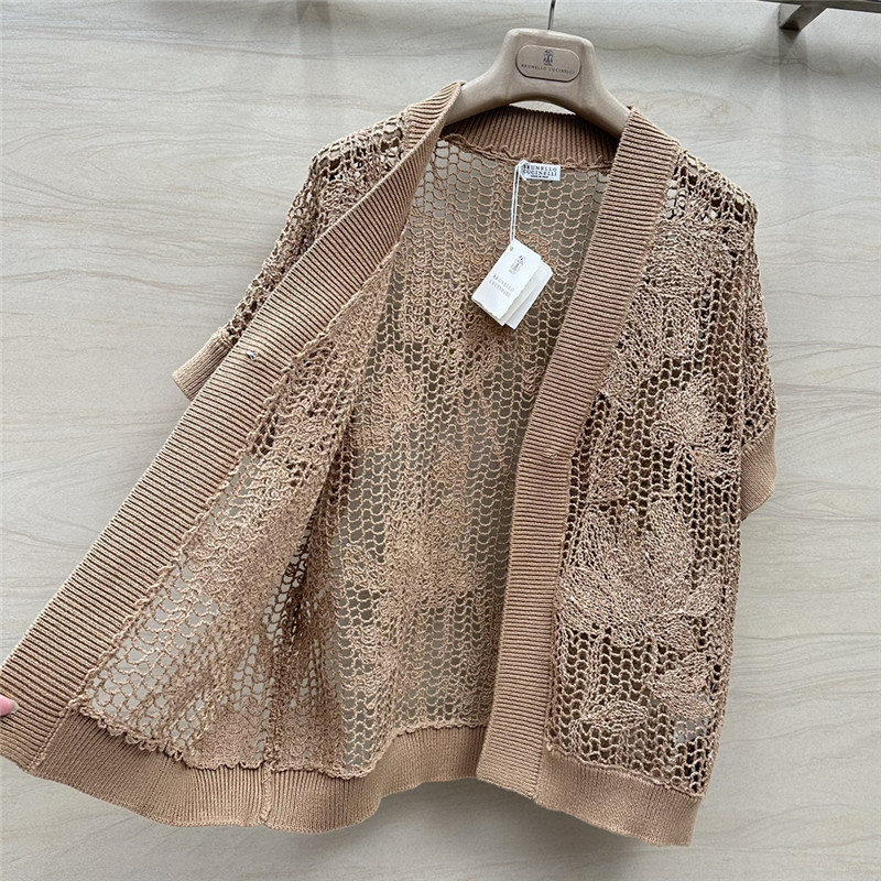 BC Hollow Embroidered Cardigan Brown