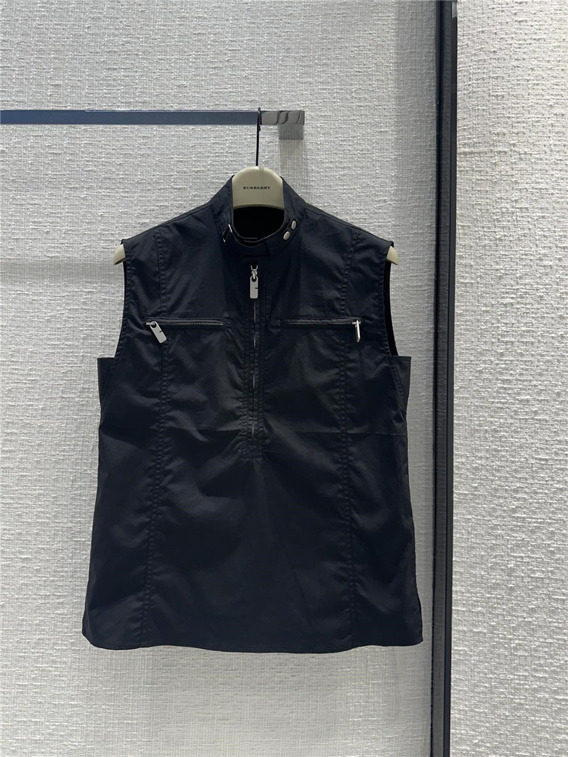 Bv*b*rry zipper stand collar sleeveless shirt replica clothing