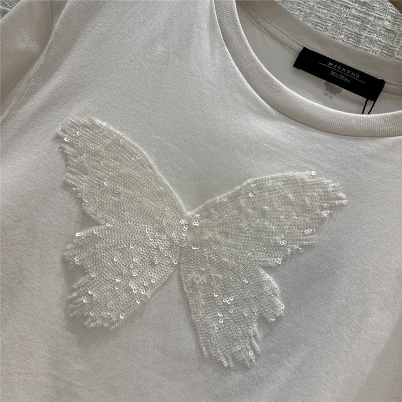 Vanitoo embroidered butterfly cotton T-shirt replicas clothes