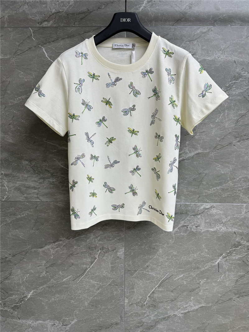 D10r sequined dragonfly embroidered t-shirt replica clothes