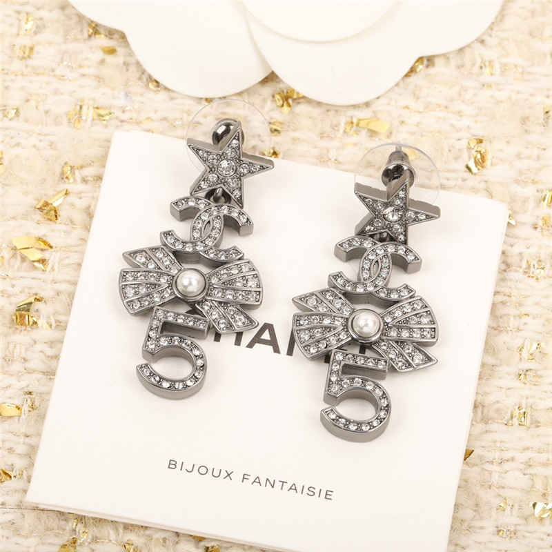 Ch**el multi-element double c earrings