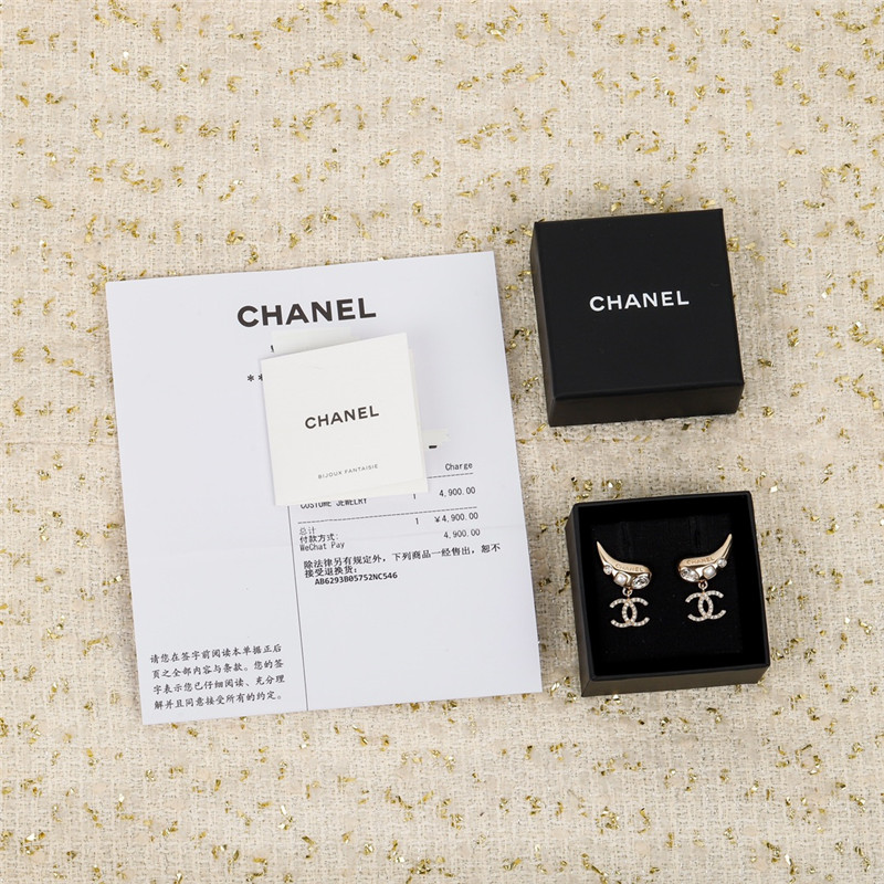 Ch**el angel wings double c earrings