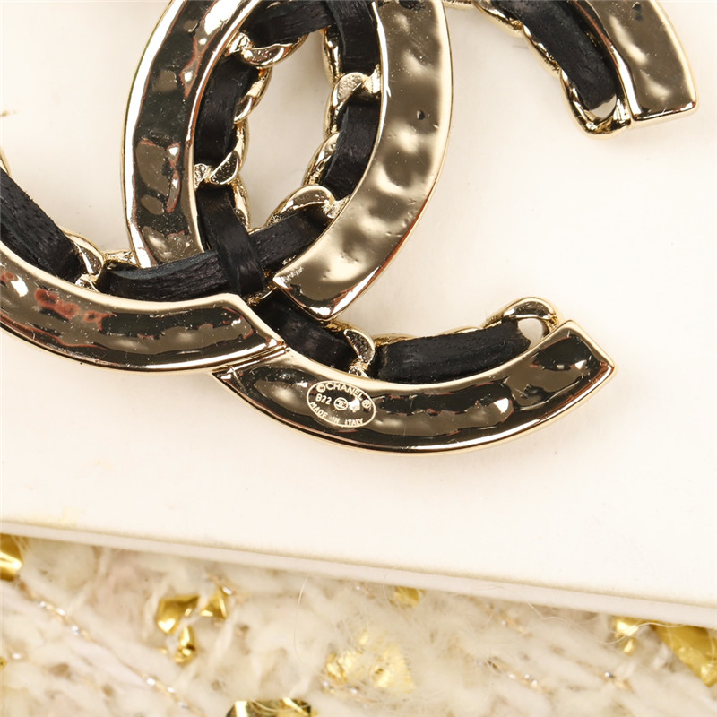 Ch**el leather chain double c earrings
