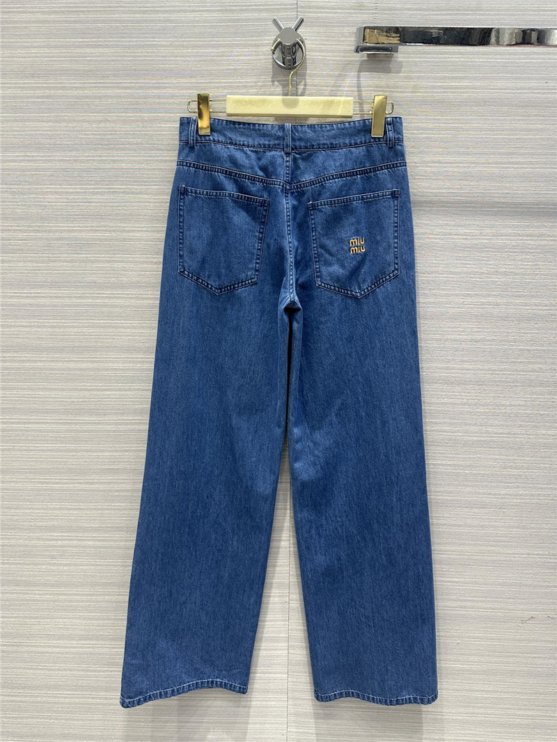 M1um1u soft denim mid-low-rise straight pants replica clothing