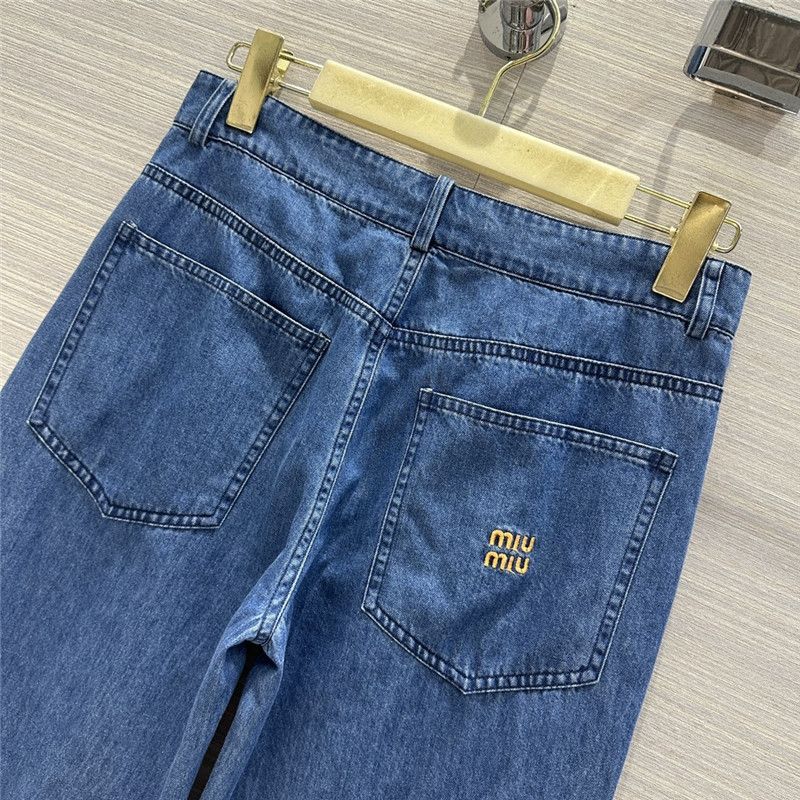 M1um1u soft denim mid-low-rise straight pants replica clothing