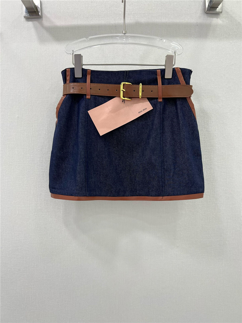 M1um1u patchwork leather skirt replica designer clothes