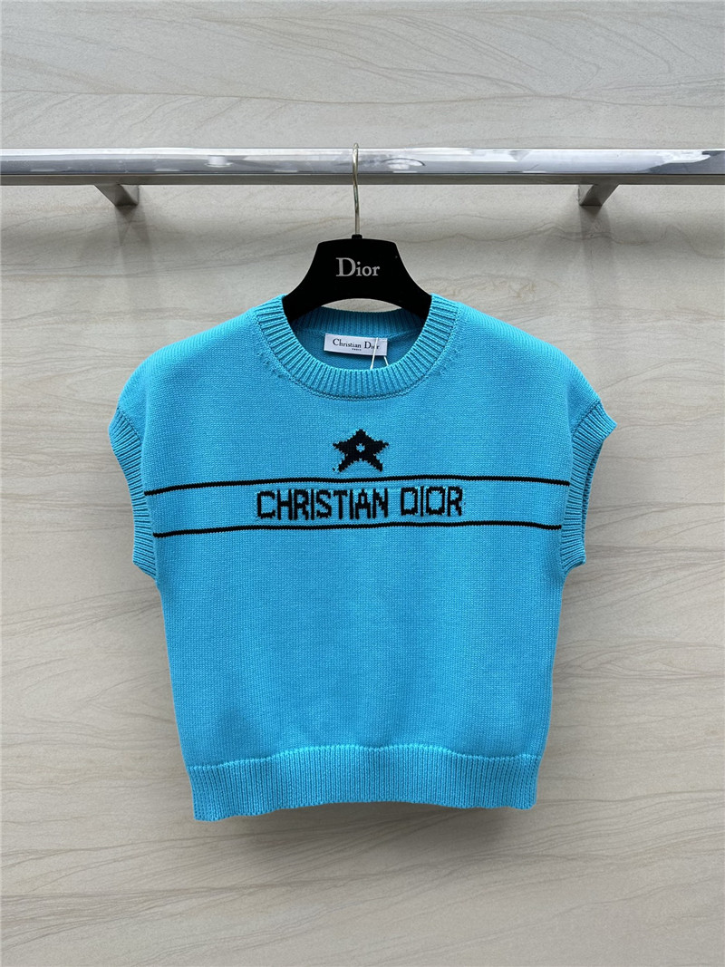D10r logo sleeveless knit top in blue